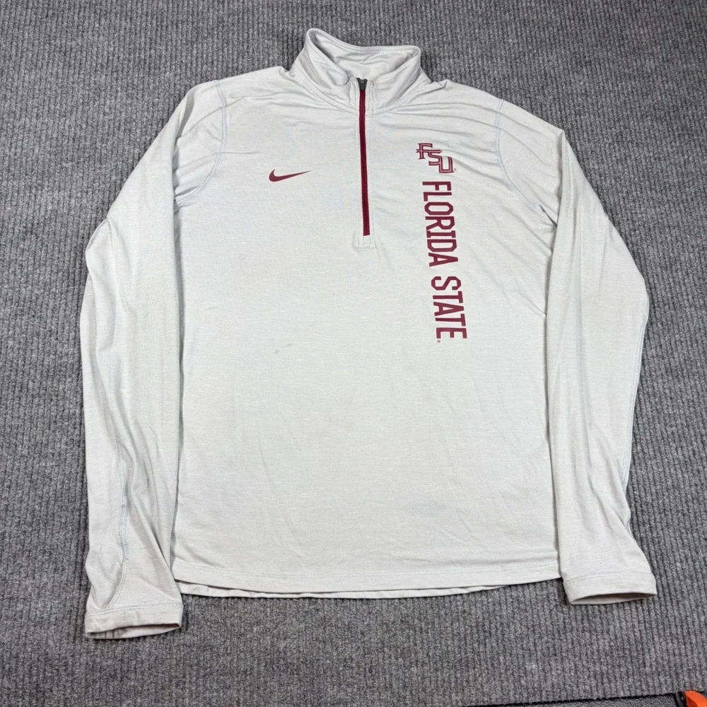 Nike Florida State Seminoles Dri-Fit 1/4 Zip Pullover Gray‎ Womens XL 915192-106